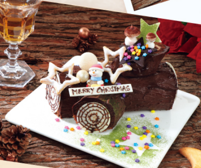 MERRY CHINSTMAS  Christmas Log Cake (750 g) serves 2.3 person 傳統聖誕樹頭蛋糕(750克)約2-3人份量