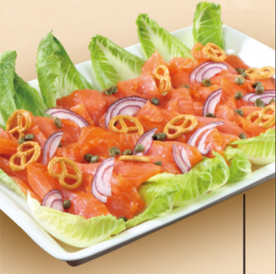 Smoked Norvegian Salmon on Lettuce with Trimmings(750g) serves 6-8 person 挪威煙三文魚柳伴沙律菜(750克)約6-8人份量
