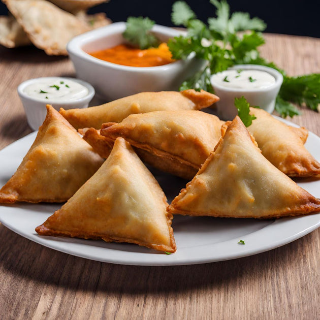 1. Vegetable Samosas with Dip 6pcs