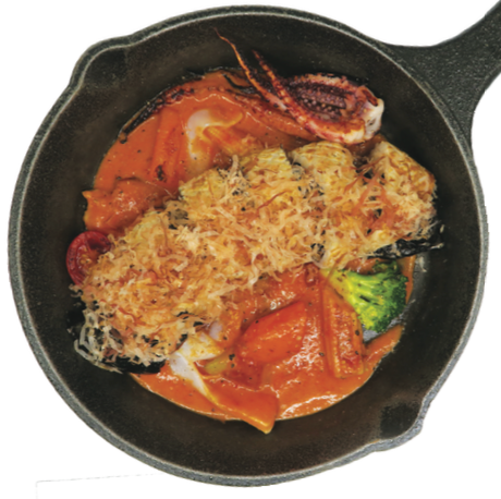 Mega Tiger Prawn in Two Way, Seasonal Seafood, Malay Laksa and Casareccia Pasta 珍寶大虎蝦(脆炸及香煎)馬來喇沙海鮮孖辮粉 - Katering 點點到會