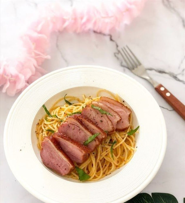 P12 蒜蓉橄欖油黑椒煙鴨胸意粉 Smoked Pepper Duck Breast Spaghetti Aglio Olio 2lbs